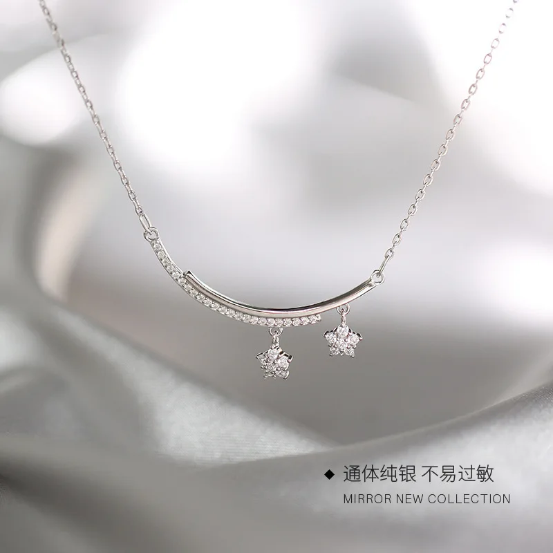 

SNCSDK Simple curved smile Women's necklace cute star student fairy clavicle chain 2020 all-match temperament fashion jewelry