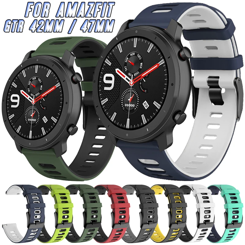 

For Huami Amazfit GTR 42mm / 47mm Silicone Strap Smart Watch Replacement Sport Bracelet Inner Dual Color Wristband Accessories
