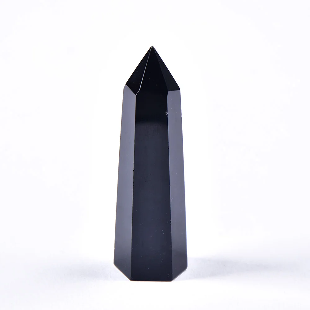 

1PC Natural Rock Obsidian Stone Hexagonal Column Crystal Point Mineral Ornament Healing Wand Home Decor DIY Gift Decoration