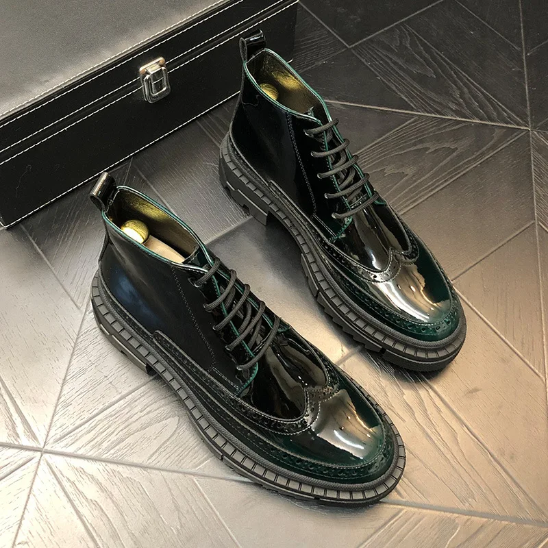 Мужские Роскошные модные вечерние туфли для ночного клуба Лакированные кожаные