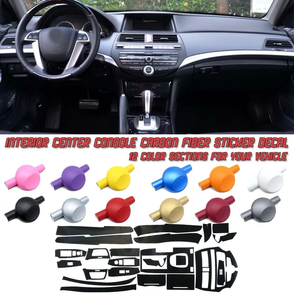 

5D Gloss Carbon Fiber Vinyl Film Interior Center Console Sticker For Honda Accord 8th 2008-2013