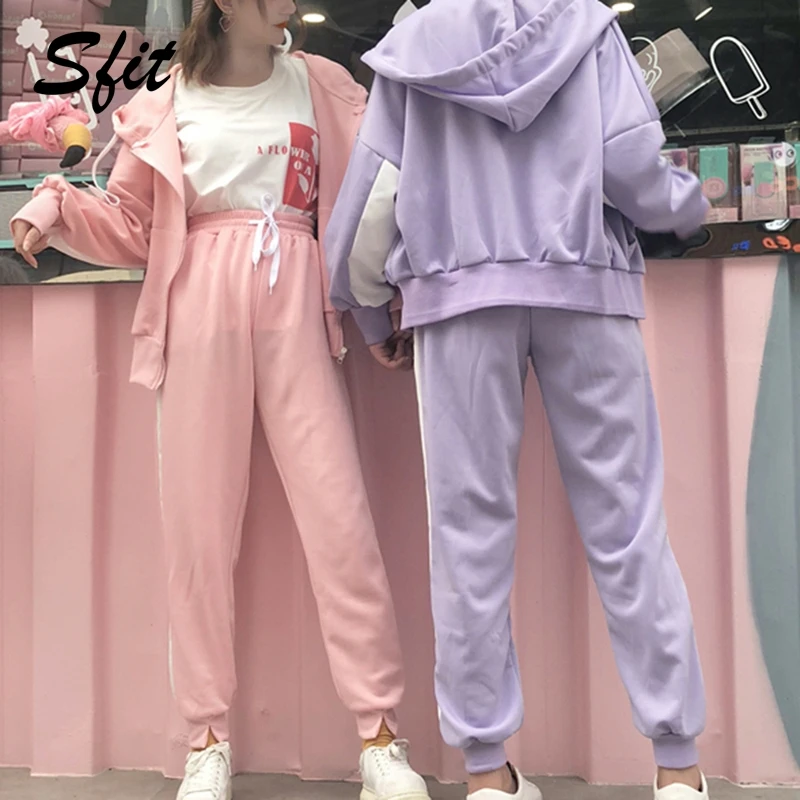 Sfit весна осень комплект из двух предметов женский спортивный костюм на молнии с