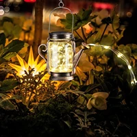 Hanging Type Lights Solar Energy Led Kettle Shape Warm White Fashion Garden Lighting Waterproof IP65 Silver Copper Lamps