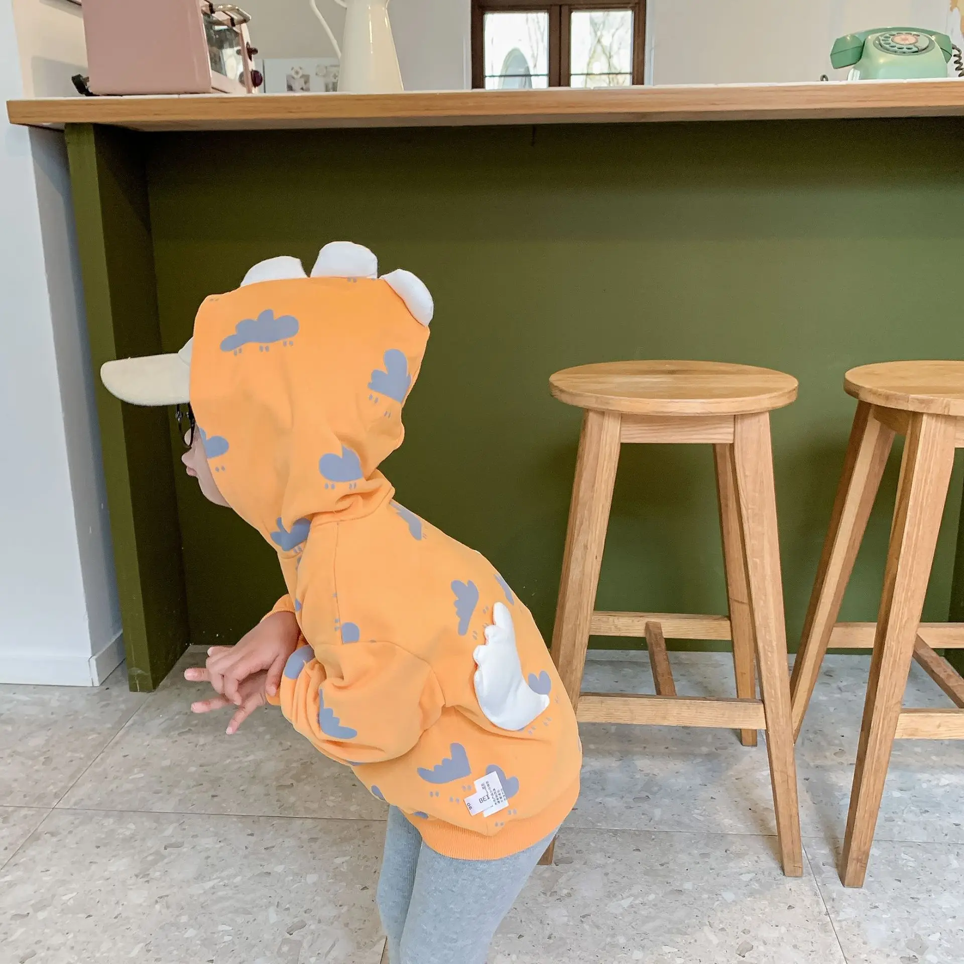 Весенняя детская одежда с милым принтом Длинные рукава худи для мальчиков и