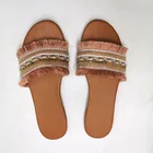 Сандалии женские, пляжная обувь в римском стиле, шлепанцы, плоская подошва, плетеные, тапочки, мюли, размера плюс 42 43