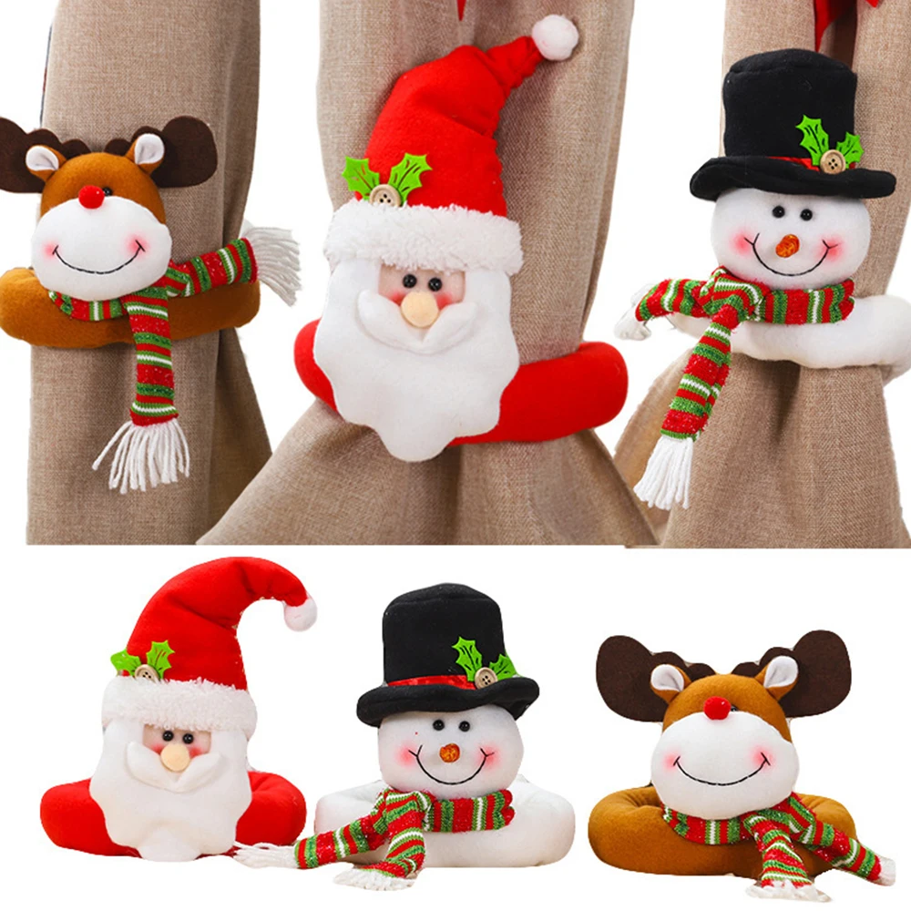 

Рождество Шторы держатель пряжки рождественские украшения для дома Санта Клаус снеговик подарки Noel с утолщённой меховой опушкой, Новый год...