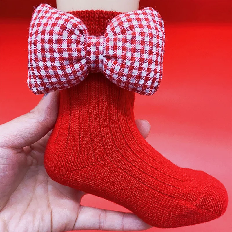 5 Pairs/lot Christmas Theme Kids Socks Cartoon Jacquard Socks Red Christmas Baby Socks for Babies Autumn Socks for Newborns