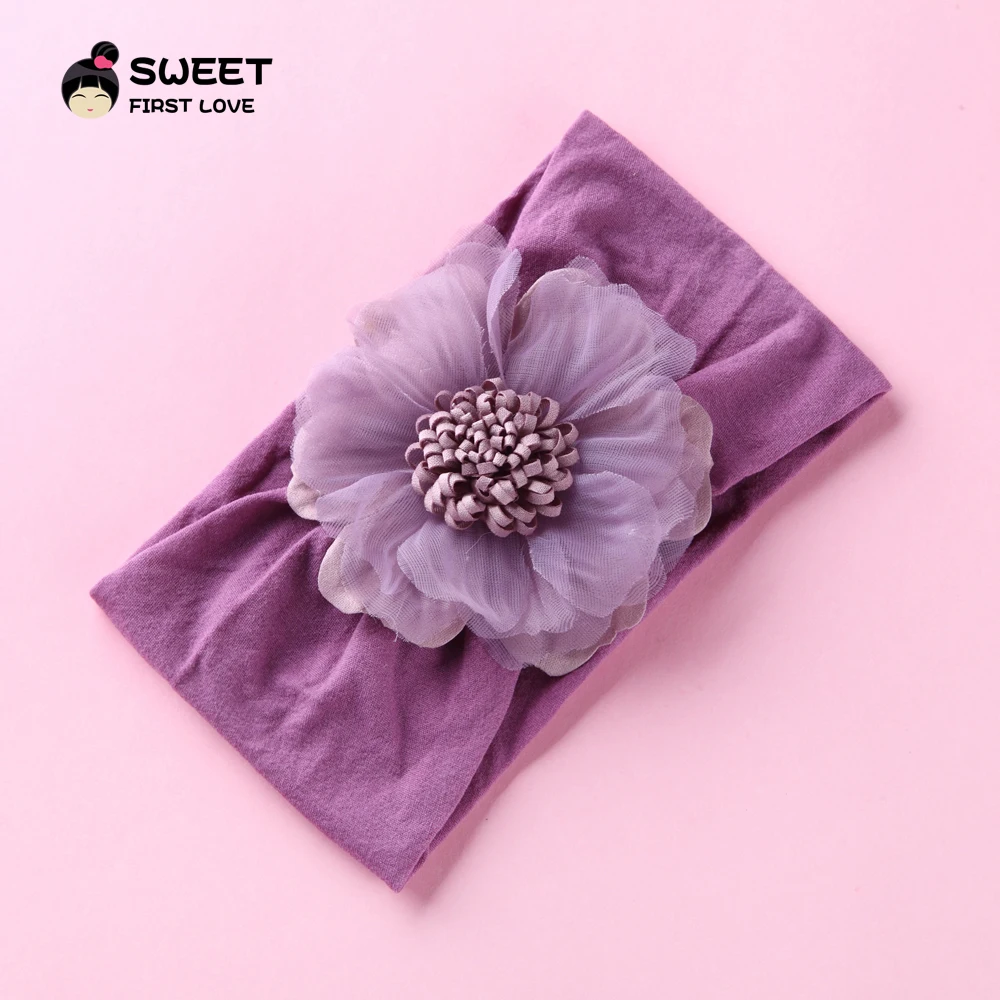 Шифоновые широкие нейлоновые повязки на голову с цветами для девочек элегантные
