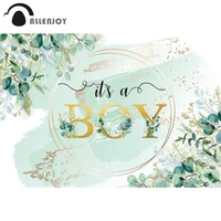 allenjoy backdrop 1st boys birthday decoration party newborn shower green gold trees leaves marble background photocall