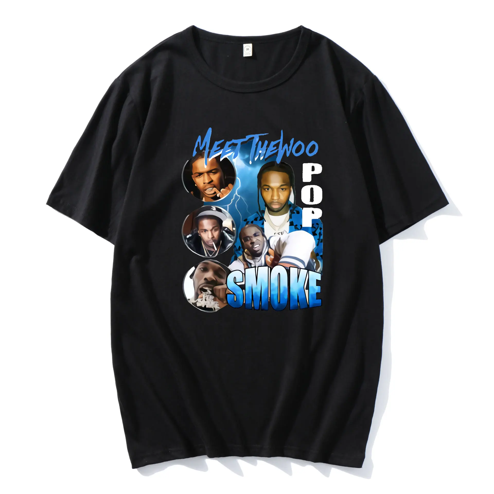 

Funny Vintage Rapper Men Women Oversized T-SHIRT Rip Pop Smoke Fashion Casual Crewneck Hip Hop T Shirt Streetwear Men Tshirt
