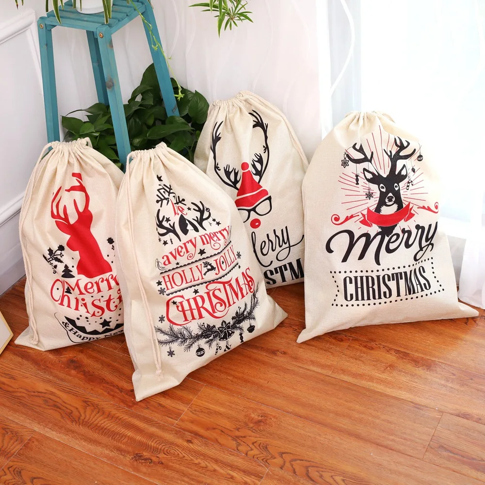 

20pcs Christmas Santa Sacks Gift Bags for Kids Canvas Burlap Blank Bag Drawstring Large Size Xmas Christmas Party Decorati