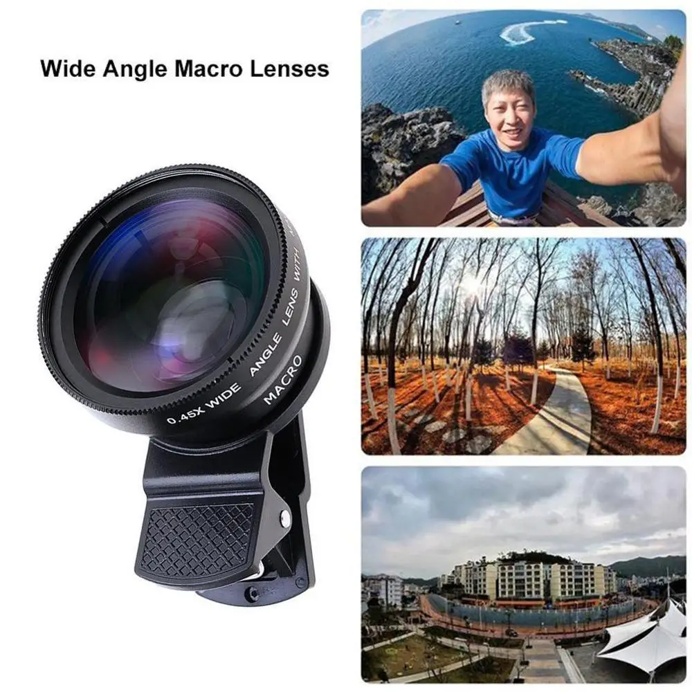 Широкоугольный объектив 2 в 1 фотообъектив с зажимом широкоугольный