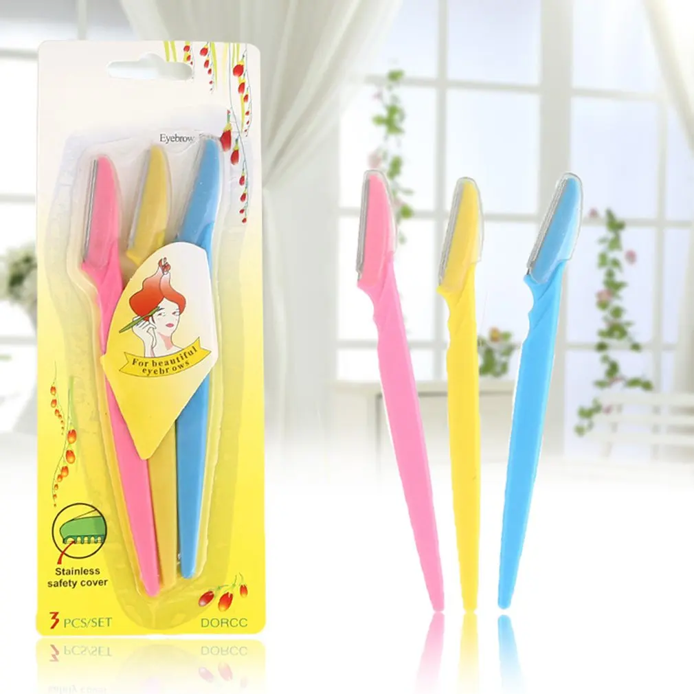 

3PCS Eyebrow Sharp Eyebrow Knife Shaving Eyebrow Tool Shaving Eyebrow Knife With Protective Cover Eyebrow Knife