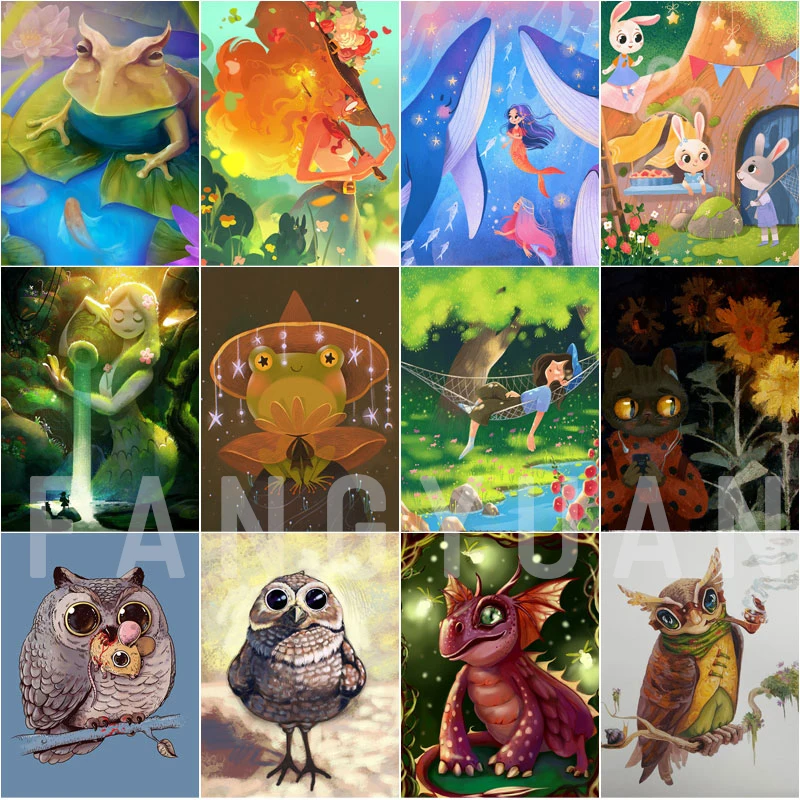 

Cartoon Animals Diamond Embroidery Rhinestones Pationg Full Square Round Drill Mosaic Cross Stitch Kits Wall Art Kid's Gift