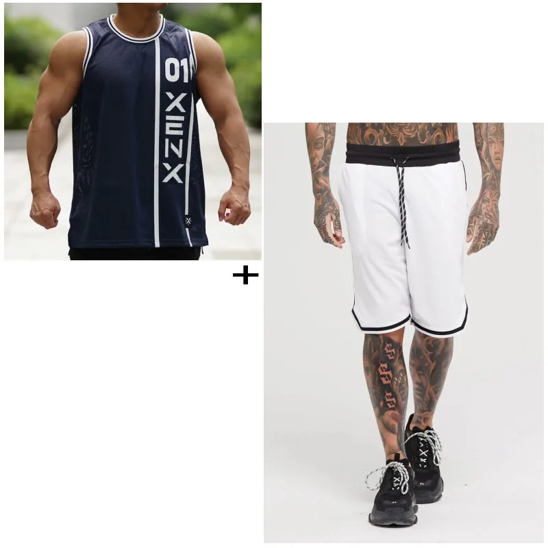 Комплект из 2 предметов майка + шорты мужские летние костюмы для бега