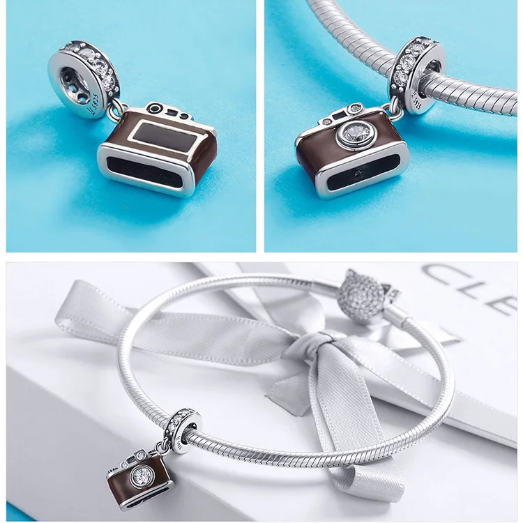 Браслет Pandora, серебро 925,, CZ, самолет, Автомобильная камера для корабля, амулеты, S925, розовый, багажник, воздушный шар, бусины для изготовления ювелирных изделий