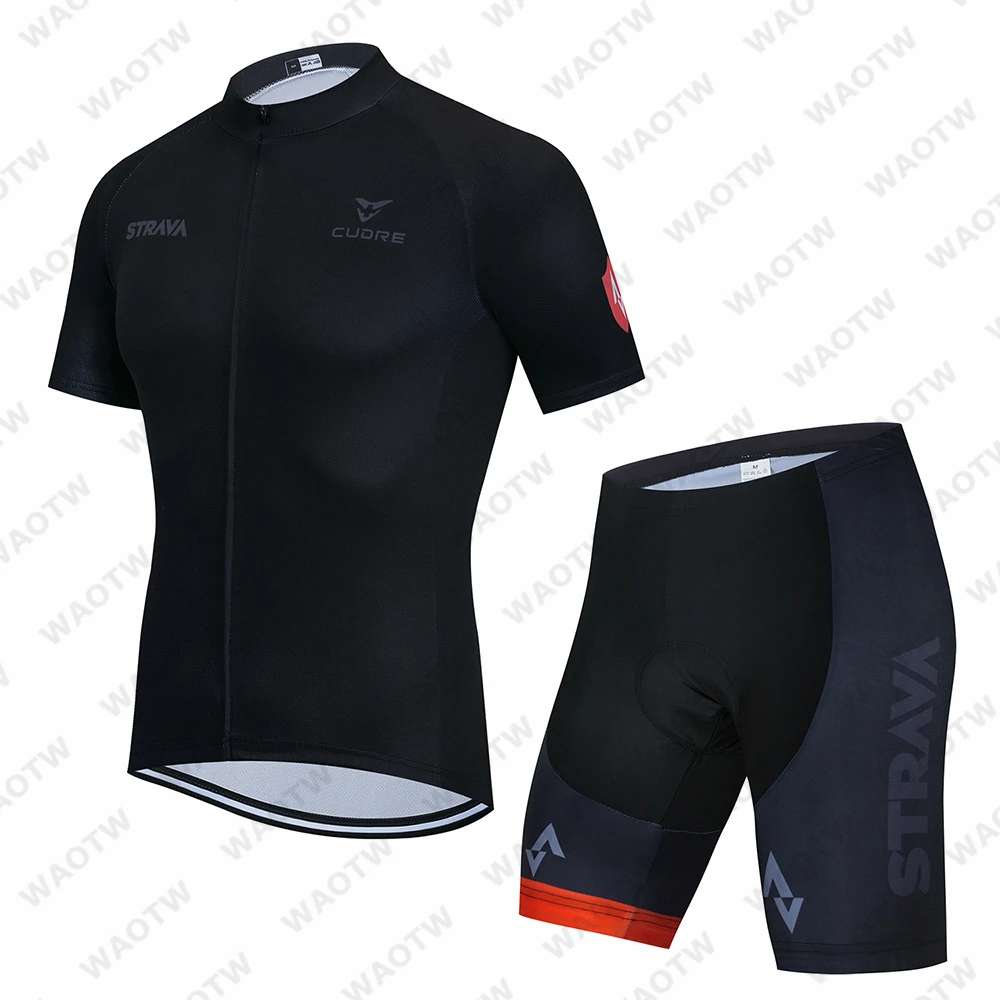 Black Color Cycling Jersey Set Breathable Cool Cycling Jersey Short Sleeve Summer Quick Dry MTB Road Biking Cycling Clothing Men