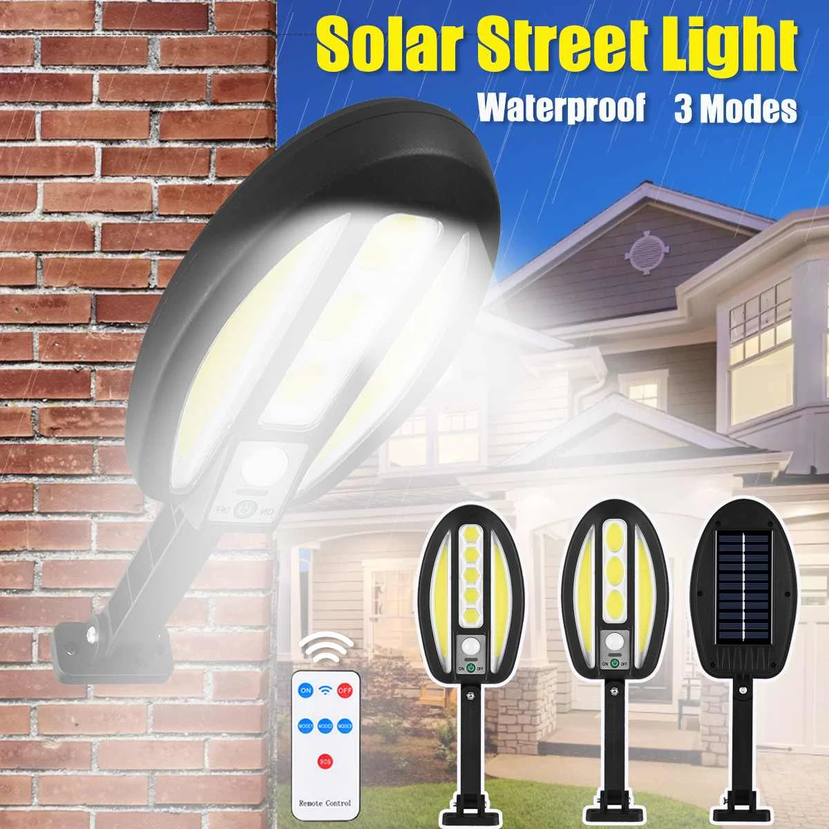 

Уличная лампа на солнечной батарее, водонепроницаемый светильник с 3 светильник Мами освещения, с датчиком движения, светильник сада, патио,...