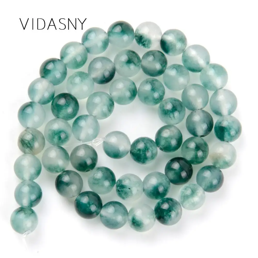 

Natural Gem White Green Chalcedony Round Stone Beads For Jewelry Making 6mm-12mm Spacer Beads Diy Bracelet Accessories 15''