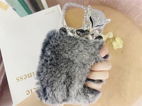 fox jewelled furry mobile case for iphone 13 pro max luxury diamond case for apple 12 11 pro 7 8 plus xr fall proof back cover
