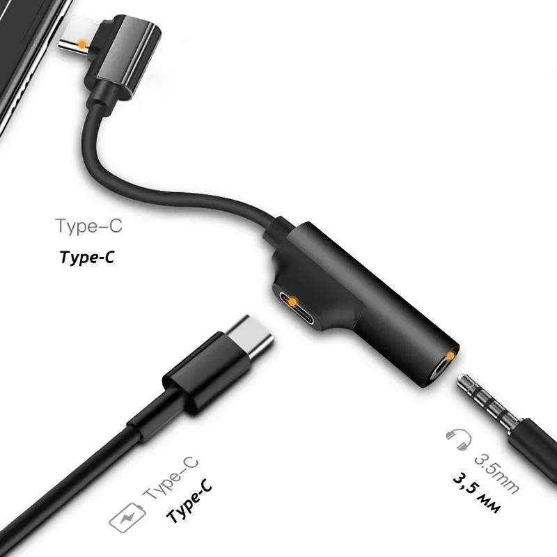 2 в 1 переходник Type C Tupe c 3 5 мм Aux сплиттер для Huawei Mate 30 P30 Pro Oneplus аудио конвертер