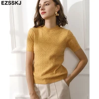 cashmere spring knit t shirt short sleeve women summer loose o neck t shirt chic solid color basic t shirt tee shirt female top
