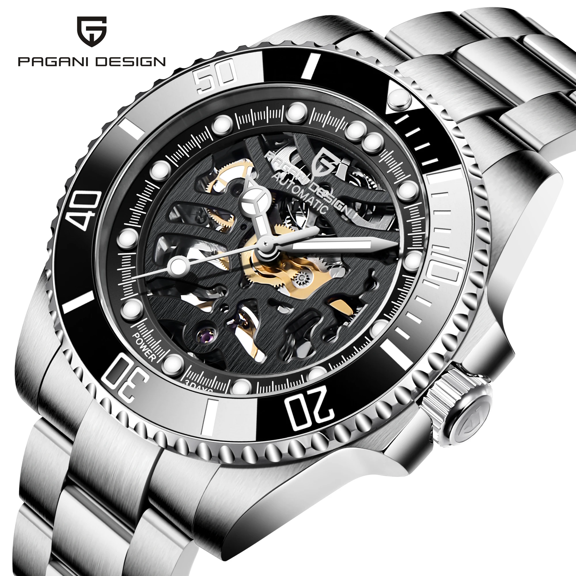 

Часы PAGANI DESIGN для мужчин, водонепроницаемые механические Автоматические часы из нержавеющей стали, роскошные деловые мужские часы