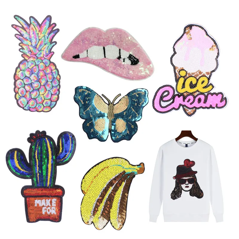 Аппликация с блестками в форме сердца нашивки вышивкой Пришивные большие