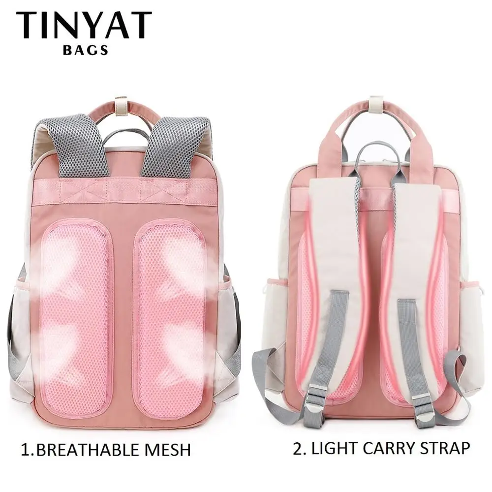 tinyat candy women canvas backpack waterproof feminina laptop backpack 15 pink patchwork school backpacks bags for teenage girls free global shipping