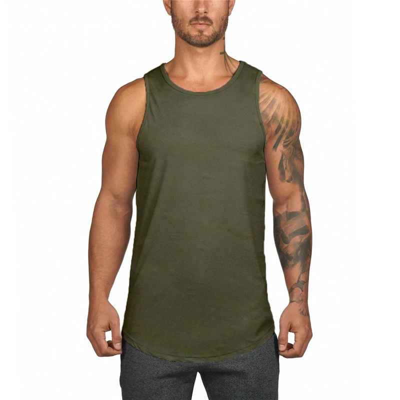 

Summer top casual men's gym fitness sleeveless mesh sports top tank tops
