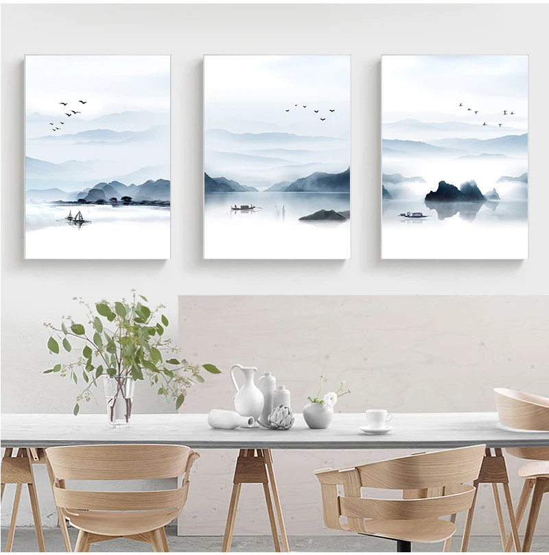 Альмудена Скандинавская Гора и озеро пейзаж живопись без рамки холст постеры