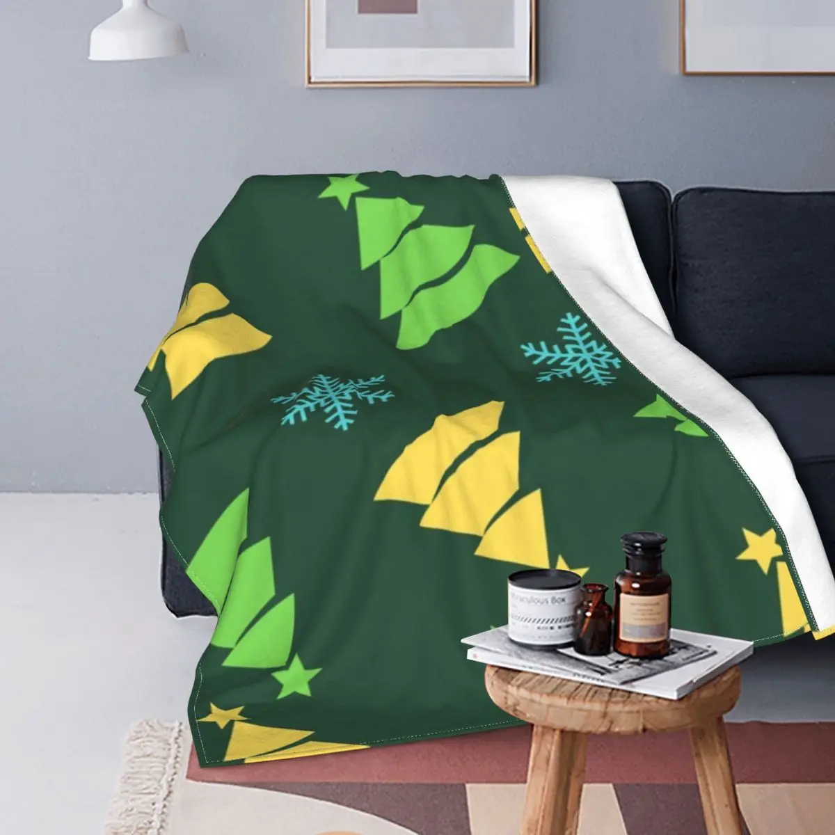 

Christmas Tree Pattern In Green2021 Winter Coral fleece blanket Velvet Shaggy Fuzzy Quilt Home sofa Bedroom Bedding Throws adult