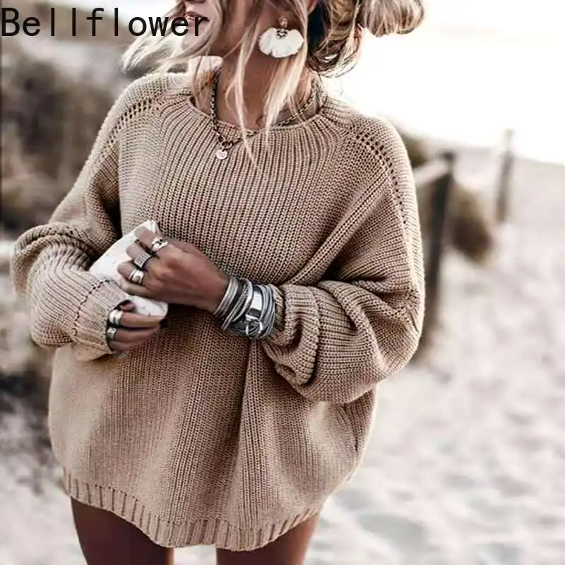 

2021 new Winter Sweater Women O-Neck Batwing Sleeve Solid Streetwear Woman Loose Casual Fashion Ladies Clothes Sueter Mujer