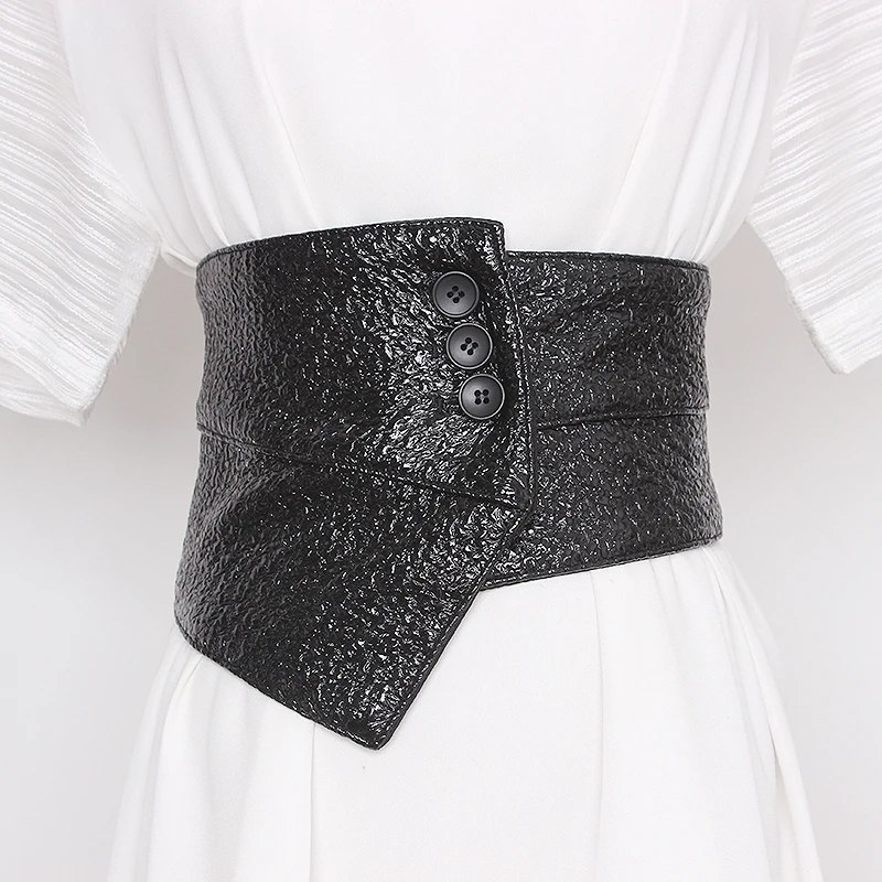 

SuperAen 2021 Leather Female Shirt Skirt Decoration Elastic Retro Wild Leather Wide Belt Women Belt Cummerbunds