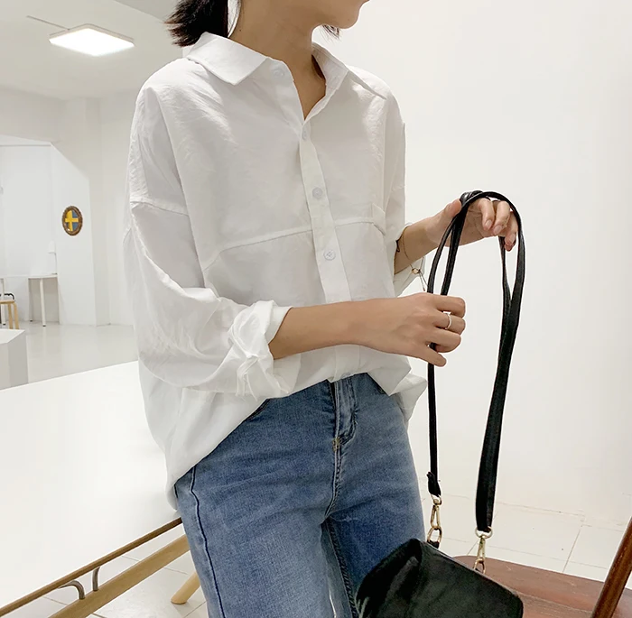 Модные свободные однотонные женские рубашки Blusas Mujer De Moda Весна Осень Новые темно-зеленые женские блузки с длинным рукавом Топы 6720 50