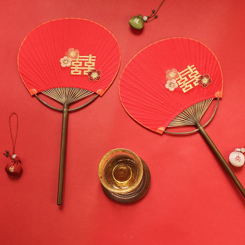 Свадебный веер вышивка красный китайский свадебный сувенир и подарки Hanfu