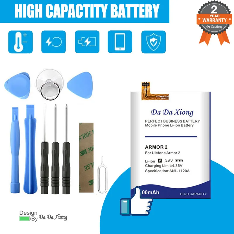 

7000mAh Battery For Ulefone Armor 2 Phone Gift Tools Stickers