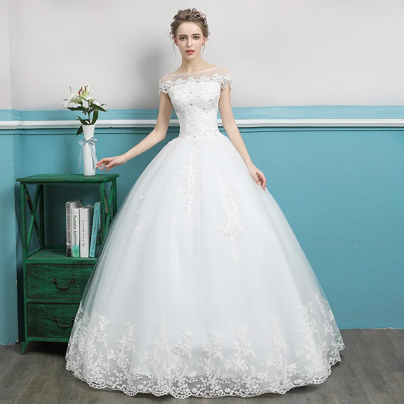 

Свадебное платье с круглым вырезом, блестками, вышивкой кристаллами, короткое, кружевное, в пол, с открытой спиной, роскошное, GB060