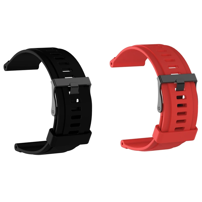 

2 ремешка для часов Suunto Essential, силиконовый Классический ремешок для часов, браслет для часов Suunto Core, стальной, черный и красный