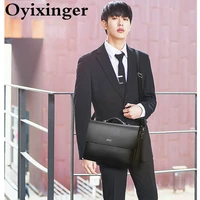 oyixinger mens bag business leather briefcase shouldercrossbody bag male fashion briefcase for 13inch laptop casual office bag