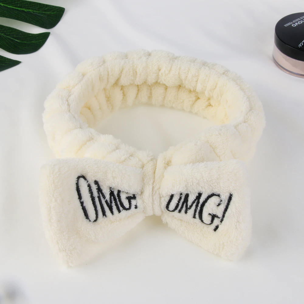 Мягкие флисовые повязки женские с бантом надписью OMG| |