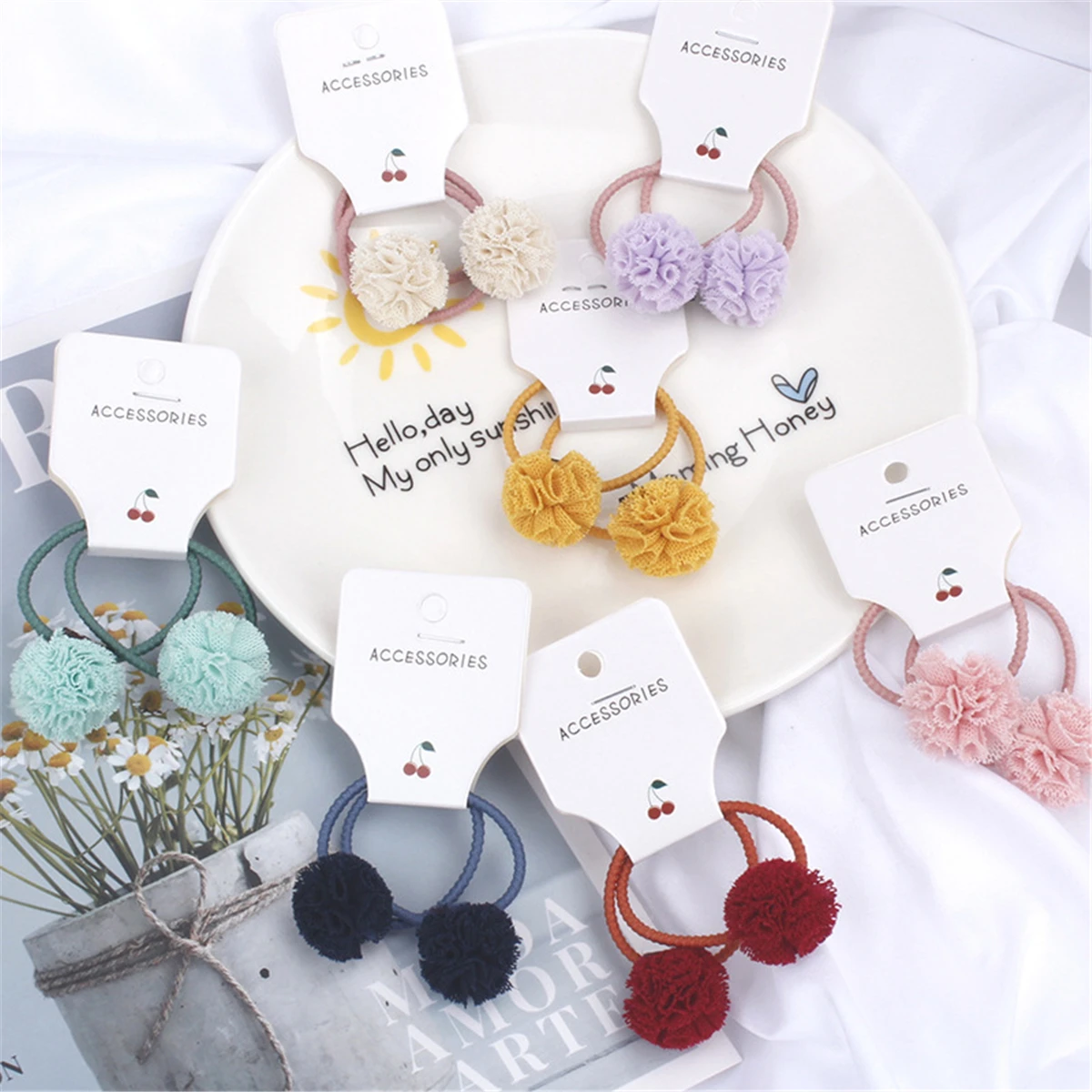 

2 шт./компл., Детские эластичные резинки для волос, в Корейском стиле