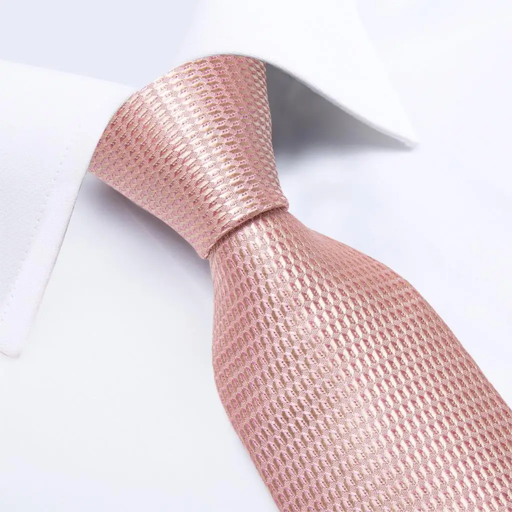 DiBanGu модный персиковый розовый мужской подарок зажим для галстука Hanky запонки галстук 150 см длинный галстук для мужчин Свадебный вечерний деловой галстук набор MJ-7195
