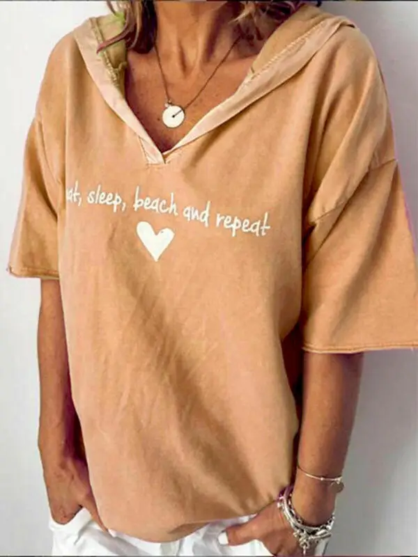 

Women Casual Pullover Tops Short Sleeve Fashion Hoodie Loose Summer Tops