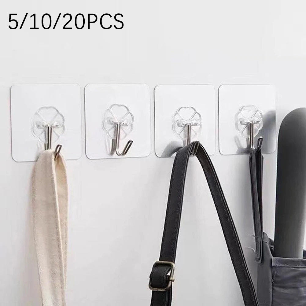 

5/10/20PCS Transparent Strong Sticky Wall Hanging Nail-Free Hook Waterproof Durable Kitchen Bathroom Hook Ulti-Purpose Sucker