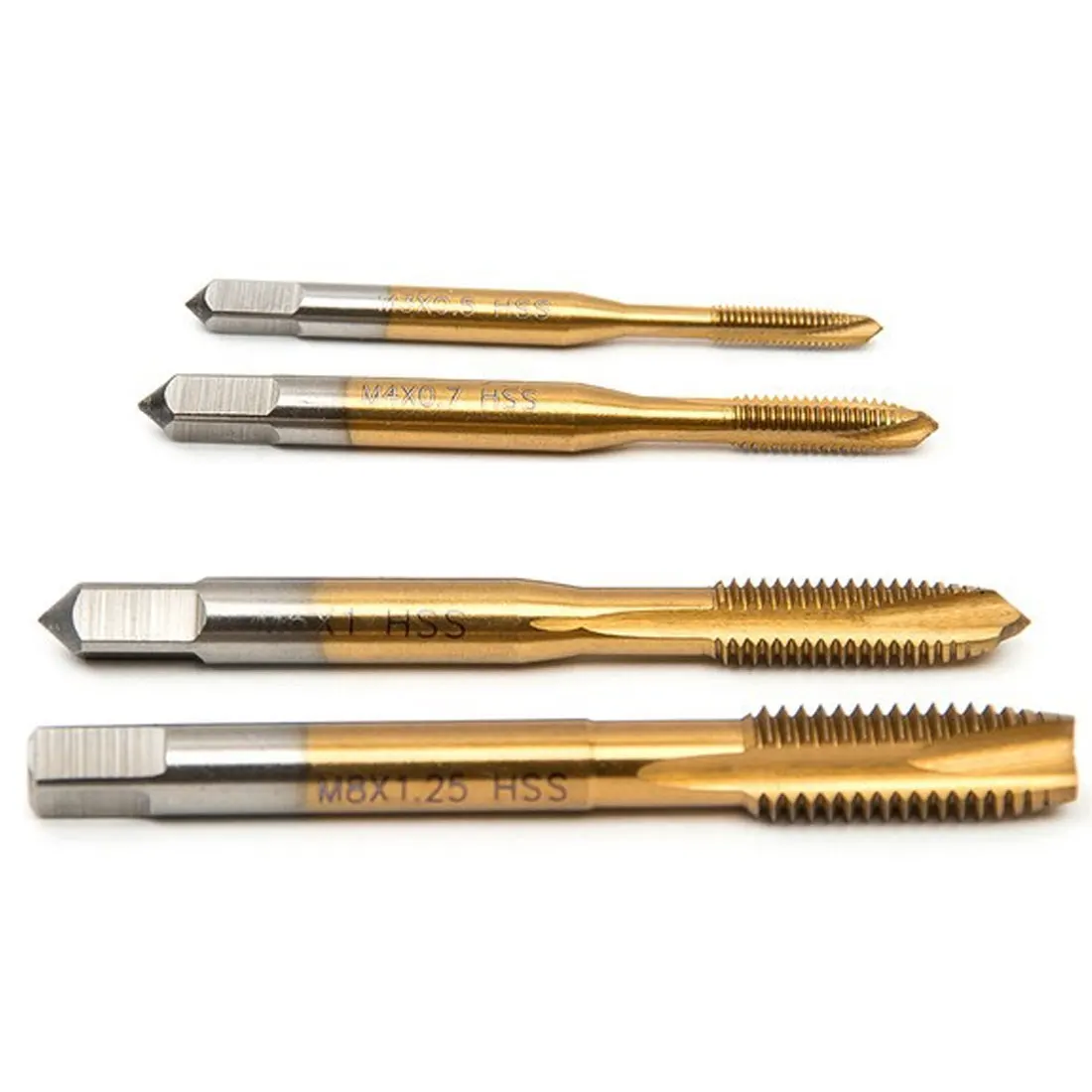 

HSS Titanium 5pcs/set Machine Right Hand Tap Drill 3 Flute M3 M4 M5 M6 M8 Spiral Point Thread Plug Handle Taps Die Set Hand Tool