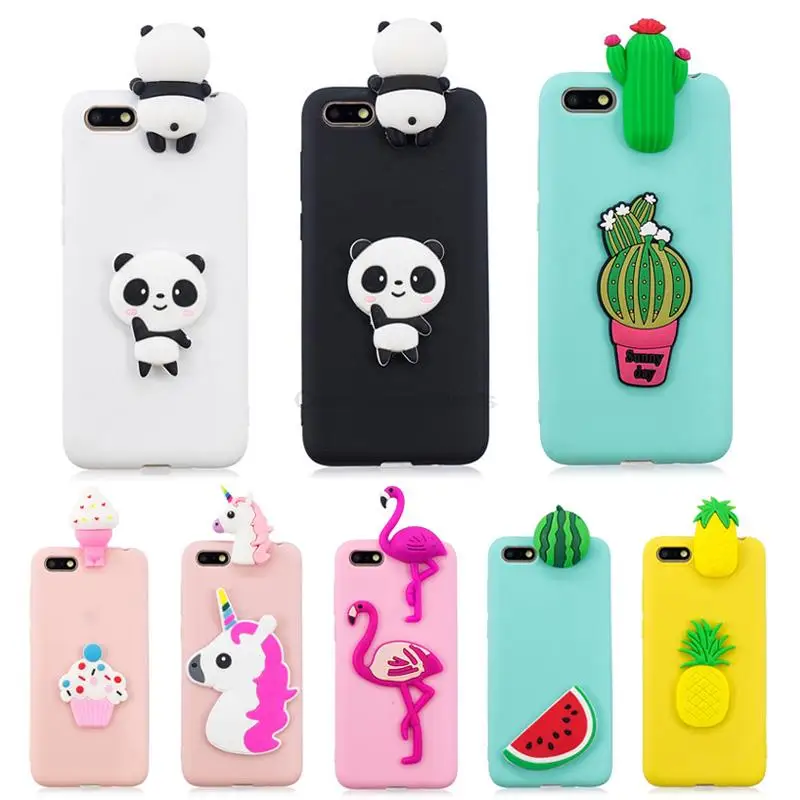 3D милый силиконовый чехол для телефона с пандой единорогом КАКТУСОМ Huawei Honor 7A DUA-L22
