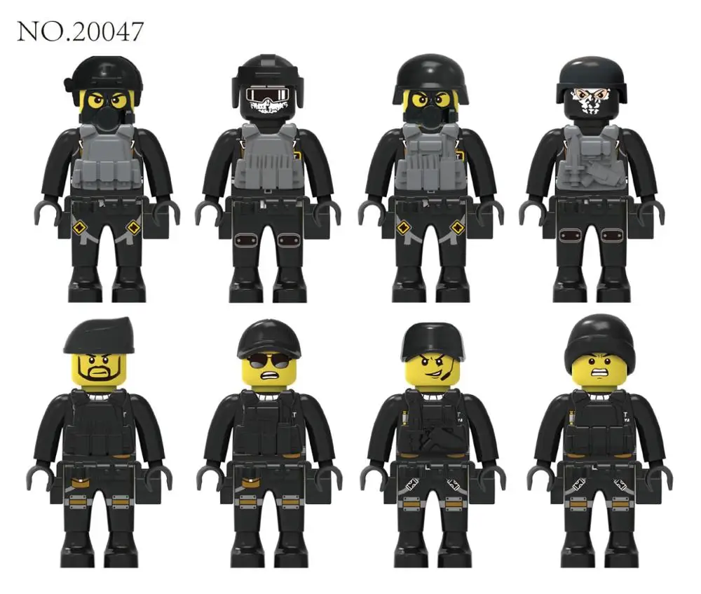 Figure 20047 Образовательный строительный блок Город специальный Полицейский спецназ команда джип MOC образовательный Кирпич игрушка мальчик подарок-без коробки - Цвет: Figure 20047