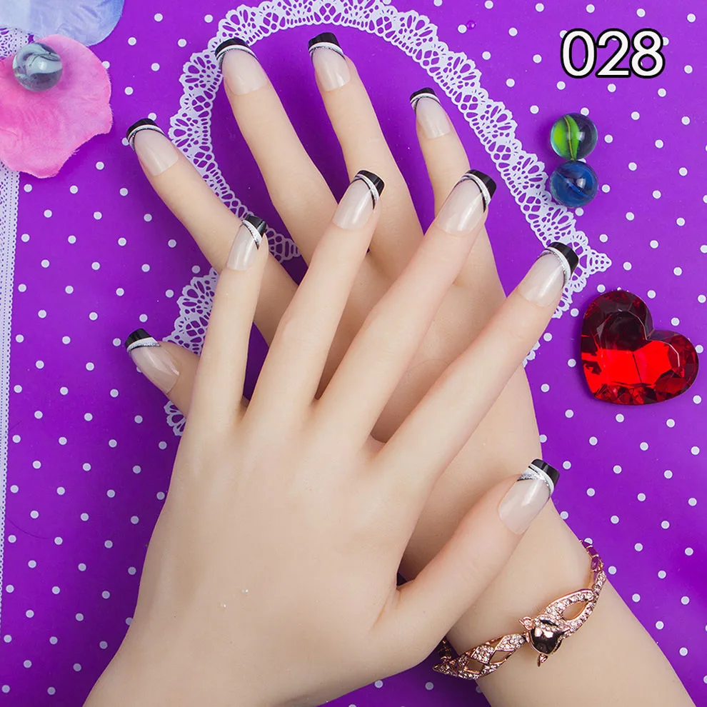 

Fashion 24pc/set 10 Sizes Fake Nails Full Cover French False Nail Tips With Double-Sided Nail Adhesive Sticker 028