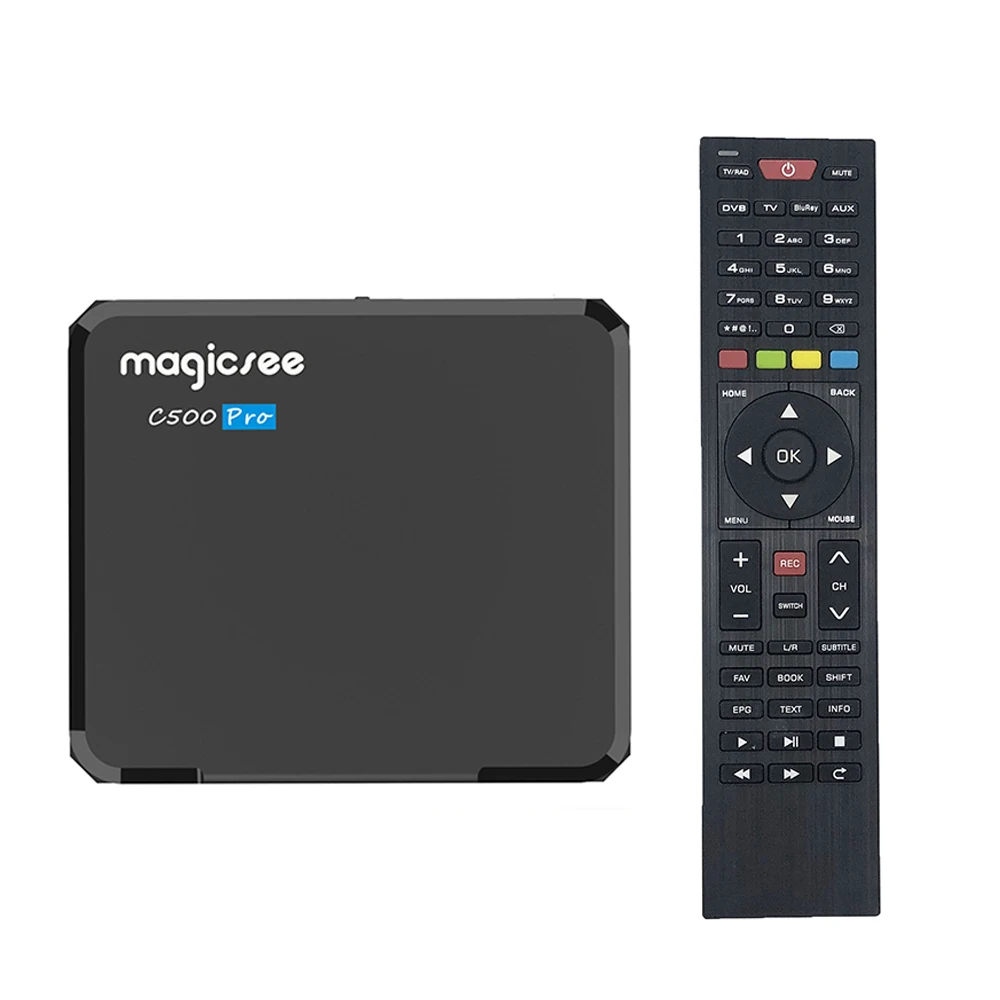 Magicsee c500 pro android tv box DVB S2X/S2 T2 Android 4k цифровой спутниковый ресивер s905x3 Tv Box VS Mecool K5